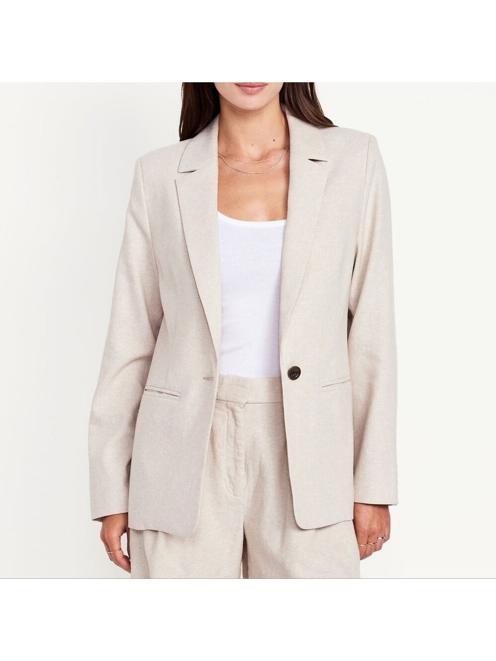 3X • Old Navy • Taylor Fitted Linen-Blend Suit Blazer